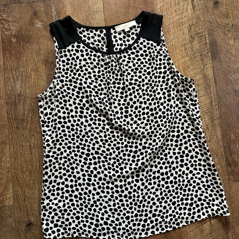Women's LOFT Black & White Dalmation Print Tank Top M